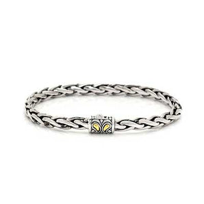 Gold & Silver Bracelet Balinese Motif, Wheat Chain Oval 3x5mm - Deni Jewelry
