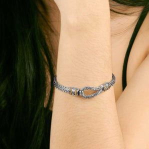 Gold & Silver Bracelet Tulang Naga, Oval 4x6 & Round 3mm