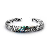 Gold Silver Kick Cuff Dragon Bone Pawa Shell 18K Gold Rope - Deni Jewelry