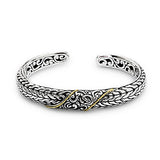 Silver Bracelet Dragon Bone 18K Gold Rope Bali Motif - Deni Jewelry