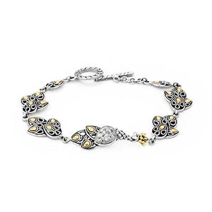 Gold & Silver Bracelet Phoenix, White Topaz Pave - Deni Jewelry