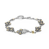 Gold & Silver Bracelet Phoenix, White Topaz Pave - Deni Jewelry