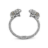 Gold & Silver Cuff Cable, 2 Elephants, Bigger Version - Deni Jewelry