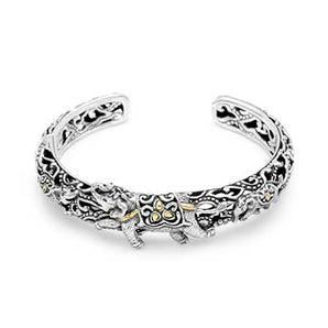 Gold & Silver Kick-Cuff Bracelet Elephant, Mega Mendung Cloud - Deni Jewelry