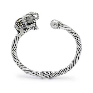 Gold & Silver Cuff Cable Elephant & Ball, 5mm - Deni Jewelry