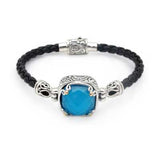 Gold & Silver Bracelet Turquoise Crystal, Cushion 15mm - Deni Jewelry