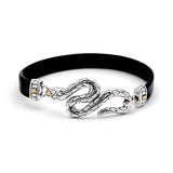 Silver & Gold Bracelet Snake, Blue Topaz Eyes - Deni Jewelry