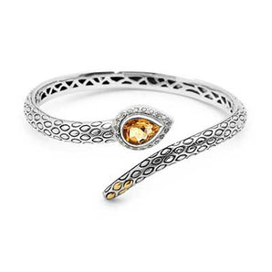 Silver Gold Bracelet Cubic Zirconia Citrine Snake Motif - Deni Jewelry