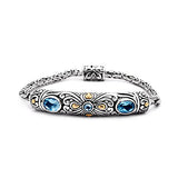 Silver & Gold Bracelet Amethyst, Balinese Motif, Borobudur Chain 3x4 - Deni Jewelry