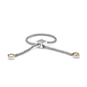 Gold & Silver Bracelet, 18K Gold Accents, White Topaz Pave - Deni Jewelry