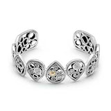 Silver Gold Bracelet Cuff Circle Pear Shape White Topaz - Deni Jewelry