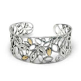 Gold & Silver Cuff Bracelet Marquise, White Topaz Pave - Deni Jewelry