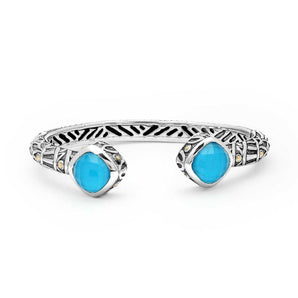 Gold & Silver cuff bracelet, set with Turquise Crystal.