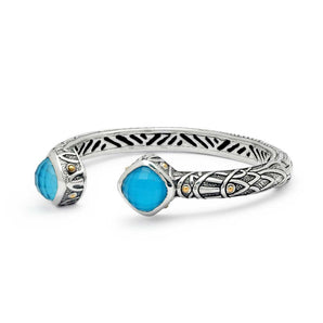 Gold & Silver cuff bracelet, set with Turquise Crystal.