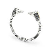 Gold & Silver Cable Bangle, White Topaz Pave - Deni Jewelry