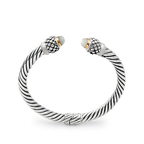 Silver & Gold Bracelet Cushion Jawan, Bali Motif - Deni Jewelry