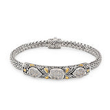 Silver Gold Bracelet White Topaz Pave Tulang Naga Chain 5x7 - Deni Jewelry