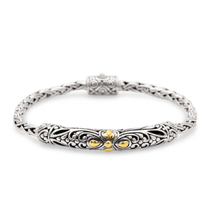 Gold & Silver Bracelet Bali Motif, Tulang Naga Chain 3x5