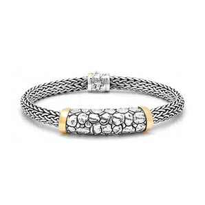 Gold & Silver Bracelet Crocodile, Gold Bezel, Tulang Naga 5x7 - Deni Jewelry