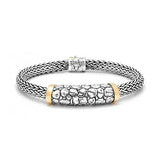 Gold & Silver Bracelet Crocodile, Gold Bezel, Tulang Naga 5x7 - Deni Jewelry
