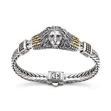 Gold & Silver Bracelet Lion Head, Black Sapphire, Tulang Naga 9x4 - Deni Jewelry