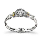 Gold & Silver Bracelet Lion Head, White CZ, Tulang Naga 9x4 - Deni Jewelry
