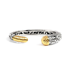 Silver & Gold Kick-Cuff Bracelet Plaster Texture - Deni Jewelry