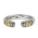 Silver & Gold Kick-Cuff Bracelet Plaster Texture, 18K Gold - Deni Jewelry