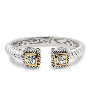 Silver & Gold Cable Kick-Cuff, Plaster Motif, 18K Gold - Deni Jewelry