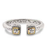 Silver & Gold Cable Kick-Cuff, Plaster Motif, 18K Gold - Deni Jewelry