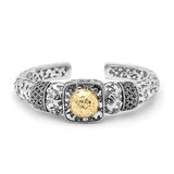 Gold & Silver Kick-Cuff Bracelet Balinese Jawan, Plaster Motif - Deni Jewelry