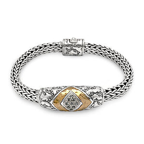 Gold & Silver Bracelet Plaster Texture, 18K Gold, Tulang Naga 5x7 - Deni Jewelry