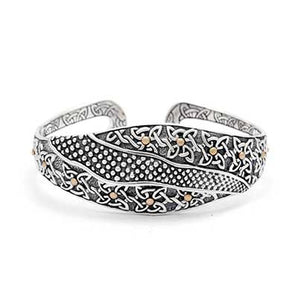 Gold Silver Cuff Bracelet Balinese Celtic Motif - Deni Jewelry