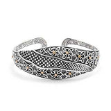 Gold Silver Cuff Bracelet Balinese Celtic Motif - Deni Jewelry