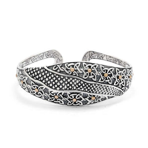 Gold Silver Cuff Bracelet Balinese Celtic Motif
