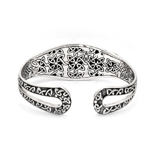 Gold Silver Cuff Bracelet Mix Semi-Precious Stones Black Oxidation Celtic Motif