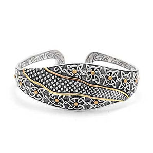 Gold Silver Cuff Bracelet Balinese Celtic Motif No Stones
