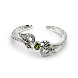 Gold & Silver Kick-Cuff Bracelet Puzzle Collection, Peridot 6x8
