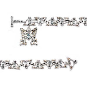 Gold Silver Bracelet Puzzle Motif Blue Topaz Sky