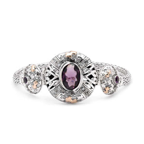 Gold & Silver Bracelet Puzzle, Hydro Quartz Amethyst, White Zircon Pave