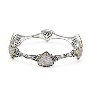 Gold Silver Bangle White Topaz Pave Setting