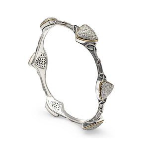 Gold Silver Bangle White Topaz Pave Setting