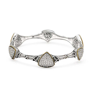 Gold Silver Bangle White Topaz Pave Setting