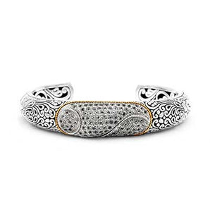 Silver Gold Bracelet White Topaz Balinese Crocodile Motif
