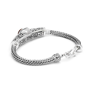 Silver & Gold Bracelet Smokey Quartz, Balinese Ornament, Tulang Naga 4 Round