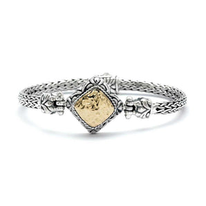 Gold & Silver Bracelet Tulang Naga 3x5, 18K Gold Hammer