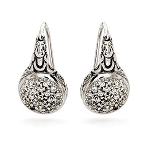 Silver Earring Sisik Naga, White CZ Pave