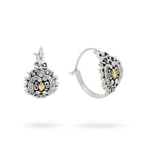 Gold & Silver Hoop Earring Kebaya, White Topaz Pave