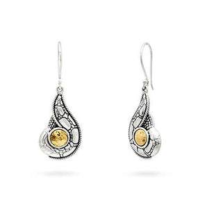 Gold & Silver Earring Crocodile Skin, 18K Gold Hammer