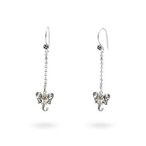 Silver & Gold Earring Elephant, French Wire